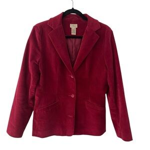 Vintage L.L. Bean Corduroy Single Breasted Blazer Jacket size 8 regular Wine Red